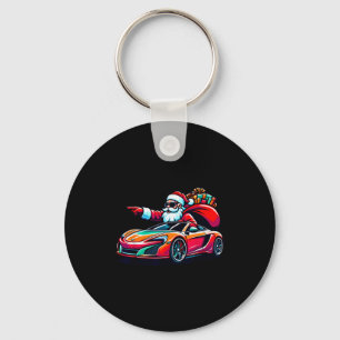 Llavero Papá Noel Divertido De Navidad Conduciendo Coche S
