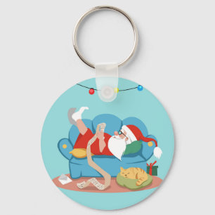 Llavero Papá Noel en el sofá en pijama