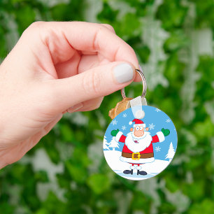 Llavero Papá Noel en una escena invernal nevada