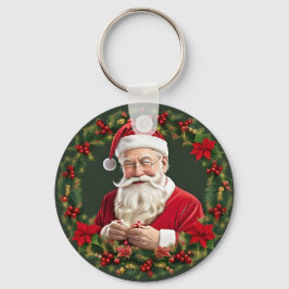 Llavero Papá Noel en una guirnalda festiva