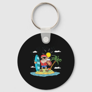 Llavero Papá Noel hawaiano de verano fresco surf Christmas
