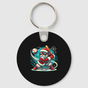Llavero Papá Noel lindo jugando béisbol niños adolescentes