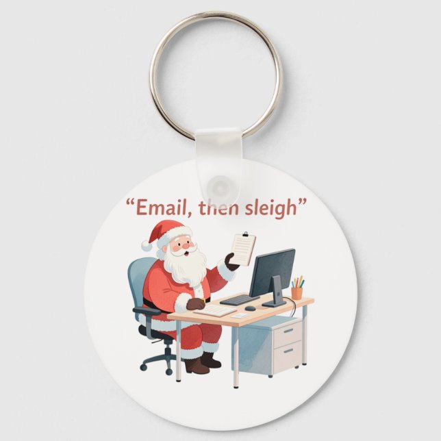 Llavero Papá Noel trabajando en correos electrónicos de Na (Anverso)