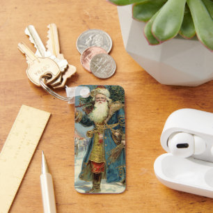 Llavero Papá Noel Victoriano Antiguo con Árbol de Navidad