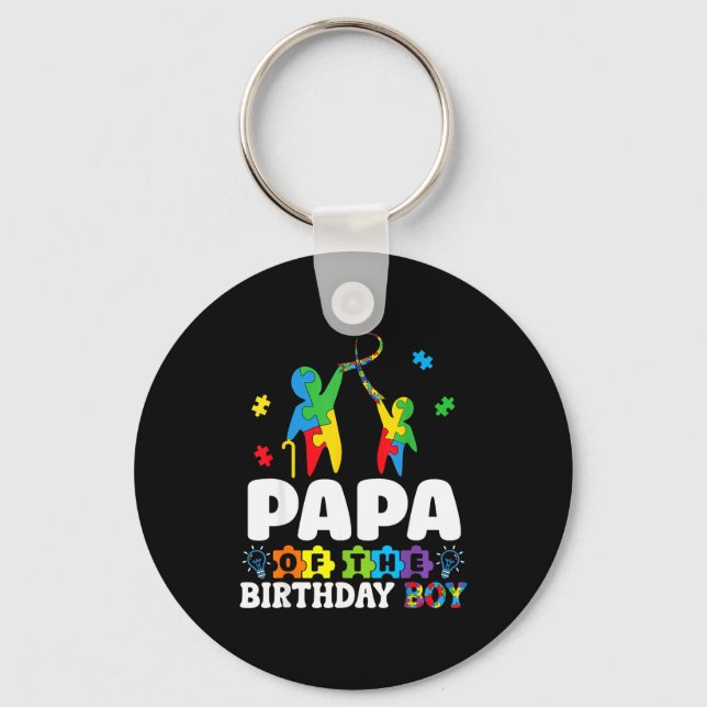 Llavero Papa Of The Birthday Boy Autism Awareness Support  (Anverso)