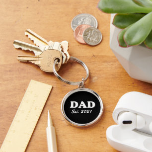 Llavero Papá Personalizado blanco y negro Fecha establecid