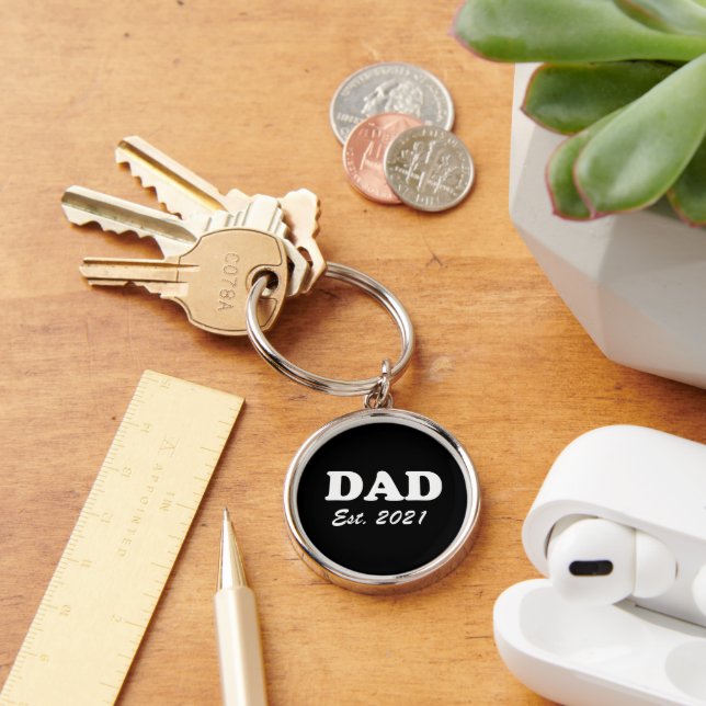 Llavero Papá Personalizado blanco y negro Fecha establecid (Escritorio )