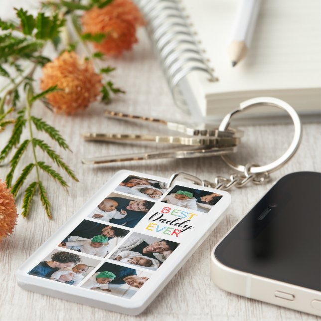 Llavero Papá Regalo 7 Collage de fotos Mejor Papi (Frente Derecha)