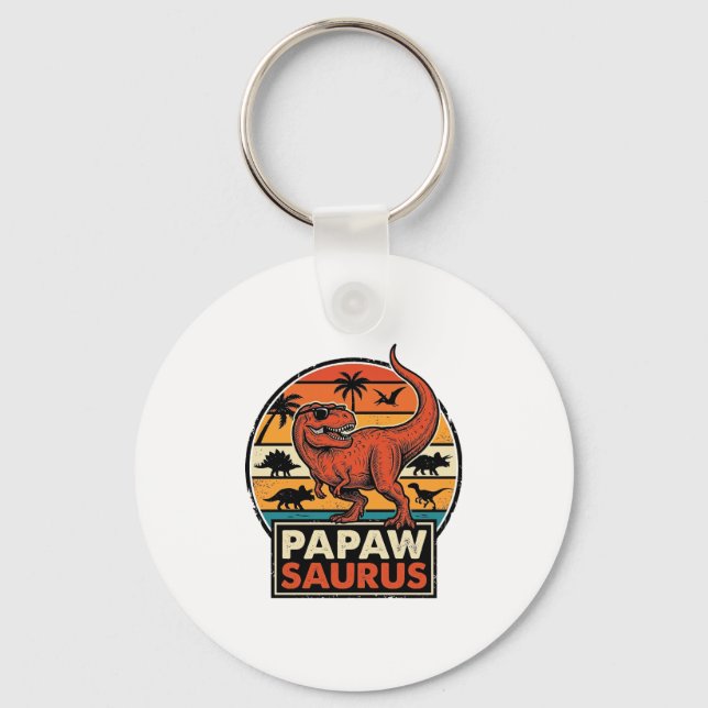 Llavero Papawsaurus Diseño Vectorial Retro Dinosaurio Atar (Anverso)