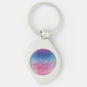 Llavero Papel de regalo con brillo rosa azul ombre
