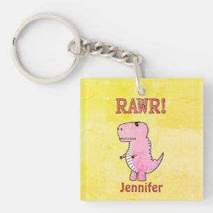 Llavero Papel Viejo En T Rex, Personalizado Rosa Cuto Y En