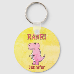 Llavero Papel Viejo En T Rex, Personalizado Rosa Cuto Y En