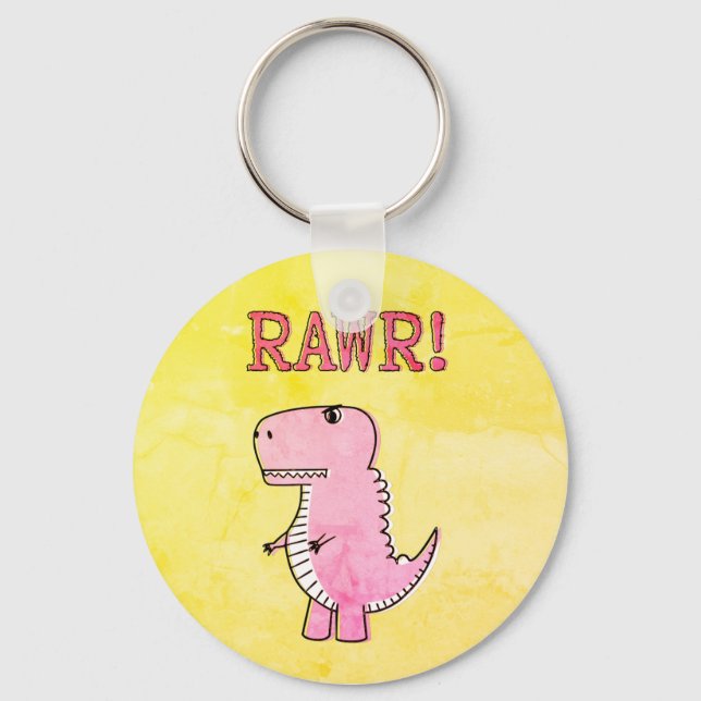 Llavero Papel Viejo En T Rex, Personalizado Rosa Cuto Y En (Anverso)