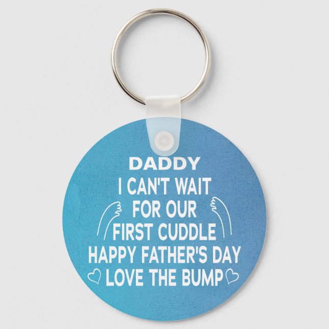 Llavero Papi azul No puedo esperar a nuestra primera abraz (Anverso)