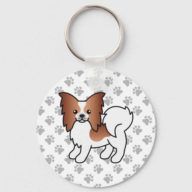 Llavero Papillón Blanco Y Rojo Cute Cartog Perro & Paws (Anverso)