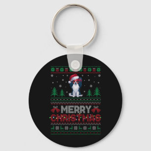 Llavero Papillon Dog Amantes de Santa Hat Christmas Tree L