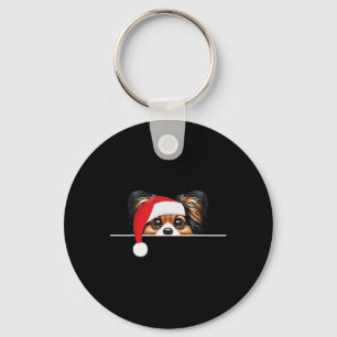 Llavero Papillon Dog Lover Funny Santa Hat Navidades