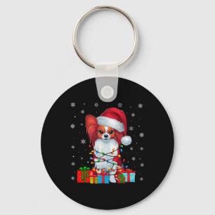 Llavero Papillon Dog Ugly Xmas Luces Santa Papillon Dog C