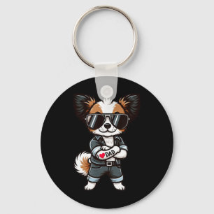 Llavero Papillon I Love Dad Funny Dog Tattoo