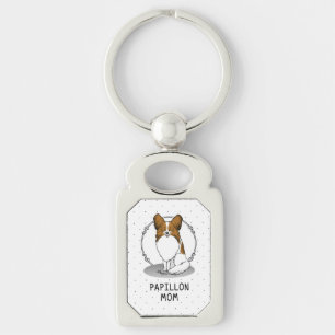 Llavero Papillon Mom Pap Mom (blanco y estable) Cute Dog M