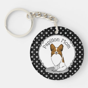 Llavero Papillon Mom Pap Mom (blanco y estable) Cute Dog M