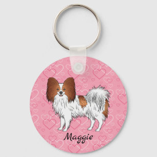 Llavero Papillon Rojo Y Blanco Perro Lindo En Corazones Ro