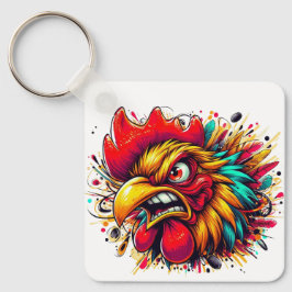 Llavero "Pappy Spirited Rooster" Double Sided Aluminum 
