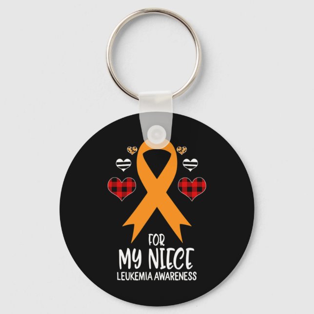 Llavero Para mi sobrina Leukemia Awareness Ribbon Leopard  (Anverso)