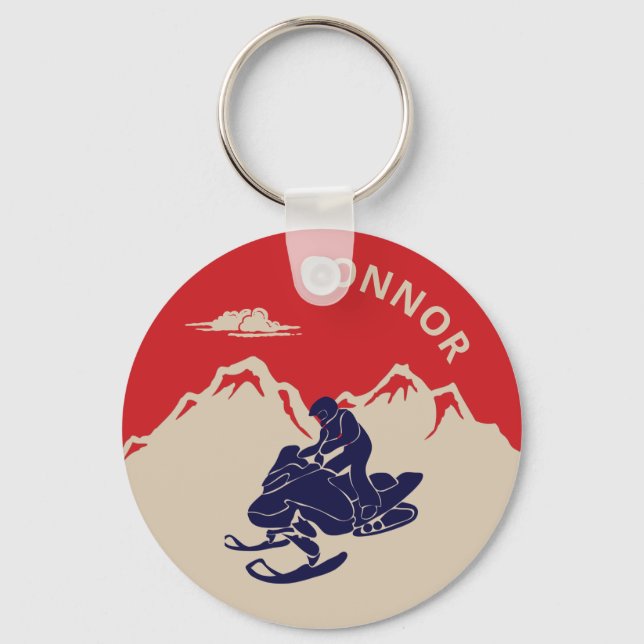 Llavero Para Snowmobilers Snowmobile Gráfico personalizado (Anverso)