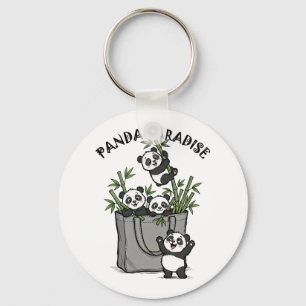 Llavero Paraíso de bambú de panda masticando la vida lenta