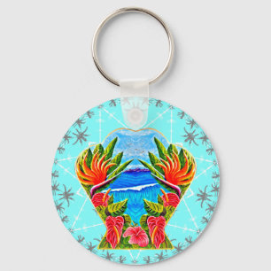 Llavero Paraíso hawaiano dos veces (azul)