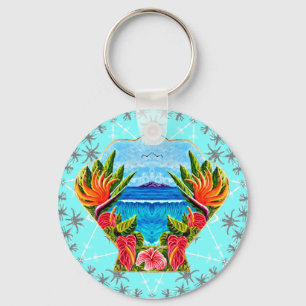 Llavero Paraíso hawaiano dos veces (azul)