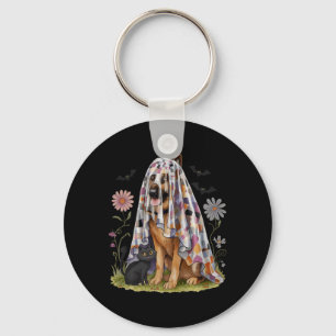 Llavero Parche Floral Espeluznante Perro Pastor Alemán