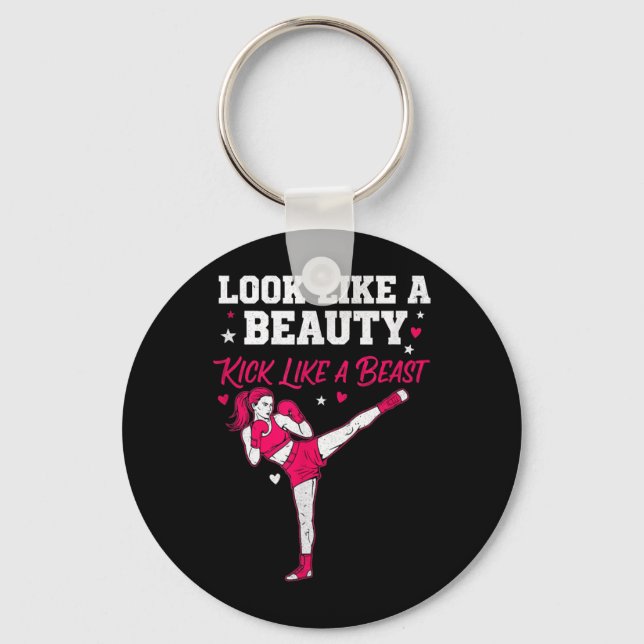 Llavero Parece belleza patea como kickboxing kickboxer (Anverso)