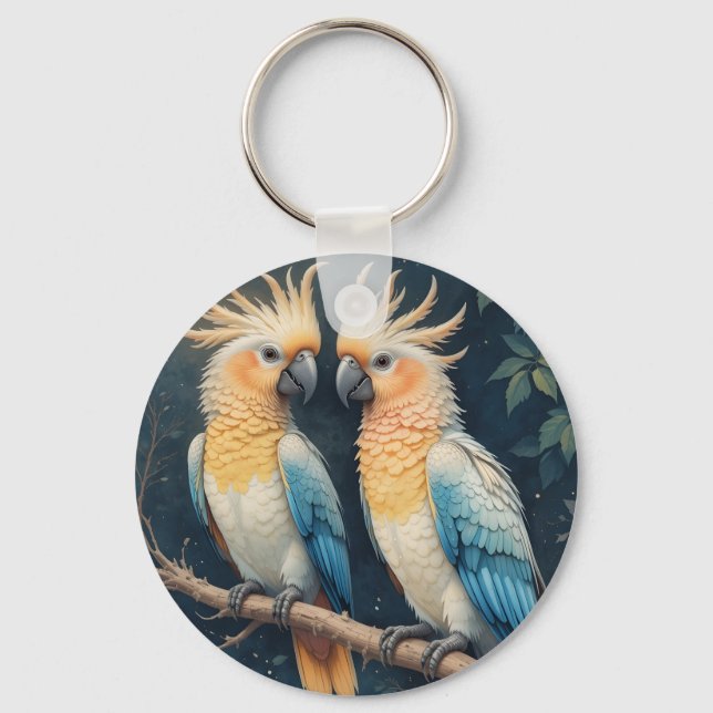 Llavero Pareja Cockatoo Parrot (Anverso)