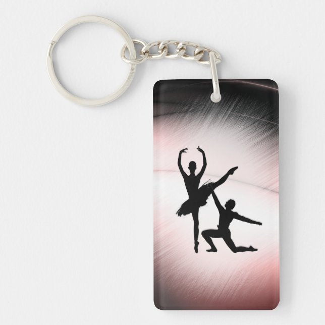 Llavero Pareja de baile de ballet con acento rosa (Frente)