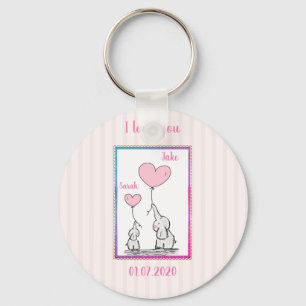 Llavero Pareja de elefante rosa dulce