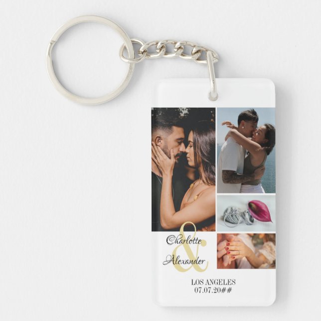 Llavero Pareja de imágenes personalizadas Mensajes de text (Frente)