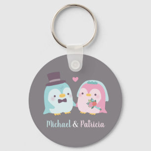 Llavero Pareja de novios pingüino novio y novia