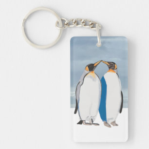 Llavero Pareja de pingüinos rey besándose