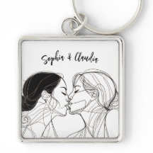 Pareja elegante de besos lesbianos