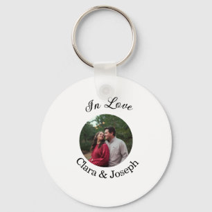 Llavero Pareja enamorada foto circular nombre boda románti