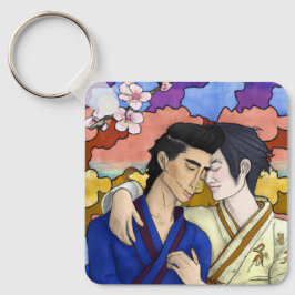 Llavero Pareja gay al estilo del arte japonés Ukiyo-e