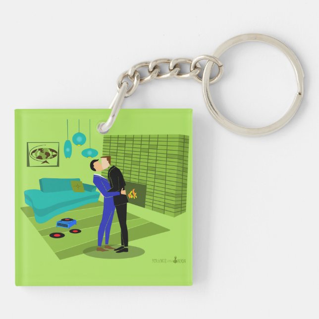 Llavero Pareja Gay Retro Enamorada Keychain Acrílico (Atrás)