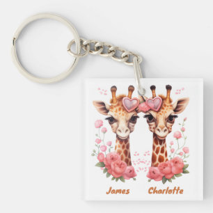 Llavero Pareja personalizada de jirafa para El día de San