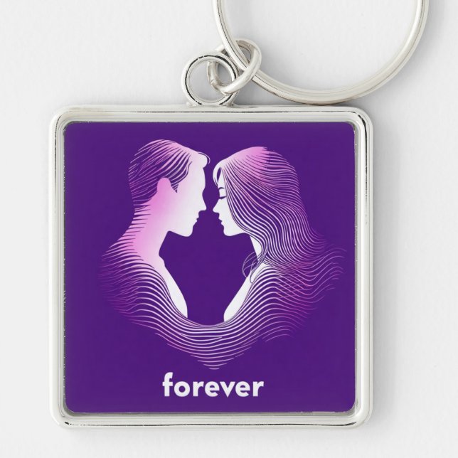 Llavero Pareja Púrpura Moderna (Frente)