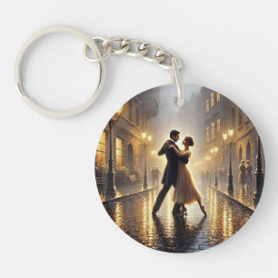Llavero Pareja romántica bailando en la lluvia