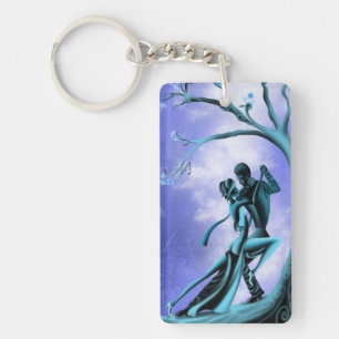 Llavero Pareja romántica bajo tango de baile de árboles