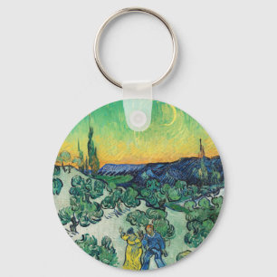 Llavero Pareja romántica de Van Gogh caminando bajo la lun