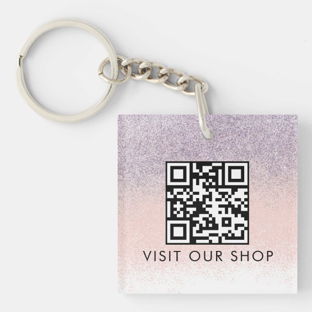 Llavero Parejas Empresas Código QR Código Monogramado Purp (Frente)